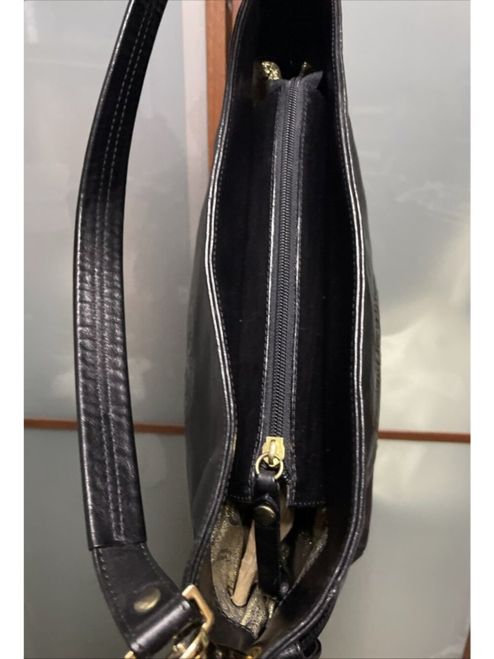 Sergio Cerruti Roma Vintage Large Black Leather Logo Shoulder Hobo Handbag Purse - Picture 7 of 14